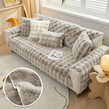 М'яка накидка для дивану хутряна Diana Textile 90х160 см Штучне хутро Кава з молоком