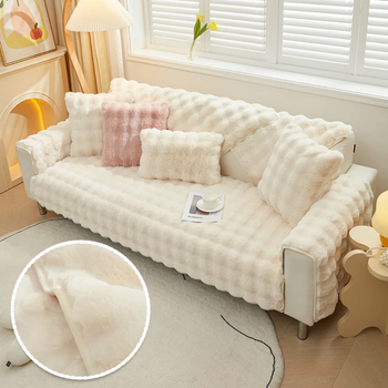Мягкая накидка для дивана меховая Diana Textile 90х160 см Айвори Искусственный мех