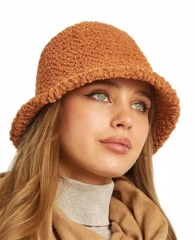 Панама No Brand тепла Teddy Bear букле з каракуля помаранчева