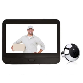 Беспроводной дверной глазок Tuya Smart 1080P Wi-Fi с 4.3”дисплеем и камерой ночного видения, черный "S" (92680505)