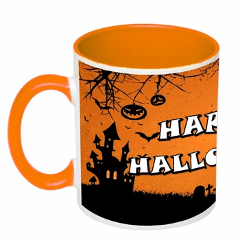 Чашка з друком "Happy Helloween №2" (колір помаранчевий) (20861)