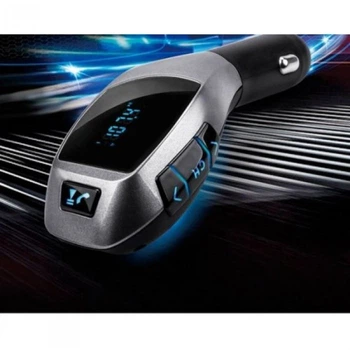 Автомобильный FM трансмиттер модулятор с LED-дисплеем и пультом HZ-H20BT Bluetooth MP3 AUX USB microSD/TF Hands Free Серый