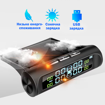 Система контроля давления в шинах E-ACE TPMS K01 на солнечной батарее + колпачки на колеса