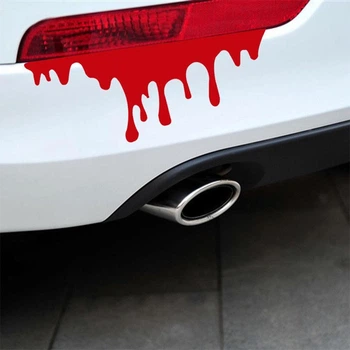 Наклейка на Авто / Мото / Витрину на Стекло Кузов " Хэллоуин - Halloween - Кровь - Blood - ТИП9 " красный цвет