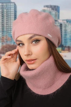Комплект (берет и баф) с мохером Кристина 5152-4961-77 Брекстон темная пудра 56-58р