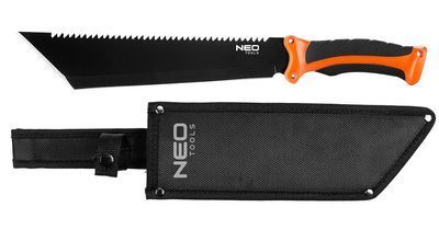 Мачете Neo Tools 63-117 Full Tang, 40см, лезо 25.5см, 3Cr13, ручка ABS+TPR, пила на обусі, нейлоновий чохол (63-117)