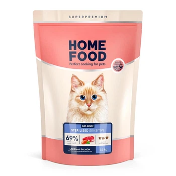 Корм для стерилизованных кошек с чувствительным пищеварением Home Food с ягненком и лососем 1,6кг (4820290092044)
