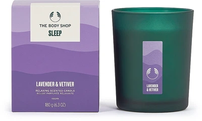 Ароматическая свеча "Лаванда и ветивер. Спокойный сон" - The Body Shop Sleep Lavender & Vetiver Relaxing Scented Candle 180g (1310300-16194550)