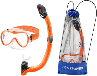 Набор маска и трубка Aqua Speed ALIZE FS + SAMOS 61090 (621-75) Унисекс OSFM Оранжевый (5905718610907)