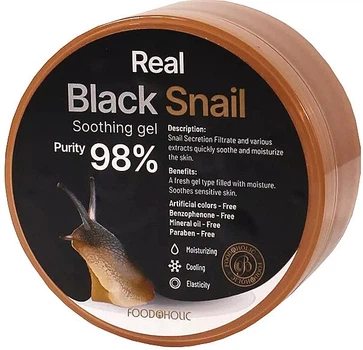 Гель для лица и тела с экстрактом муцина черной улитки - Food A Holic Real Black Snail Soothing Gel 300ml (300ml) (1220214-1947122964-2)