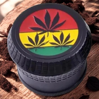 Гриндер для измельчения табака Grinder Three Hemp Leaves Black