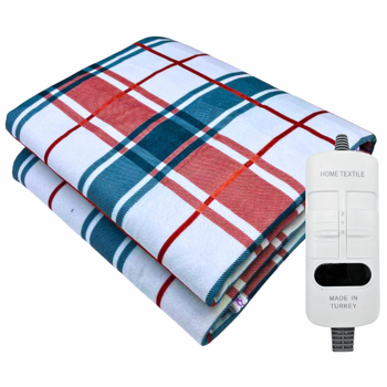 Електропростинь с подогревом 140х160 см двуспальная Electric blanket , ДВУЗОННАЯ 2 г. гарантии, в клеточку, арт.1063