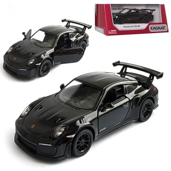 Детская металлическая машинка Porsche 911 GT2 RS игрушечная коллекционная масштабная железная авто модель игрушка для детей Порше открываются двери черная 12.5 см