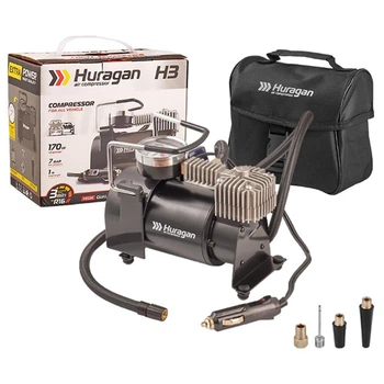 Автомобильный компрессор от прикуривателя 12V, 7 Атм, 37 л/мин однопоршневой Huragan (H0300)