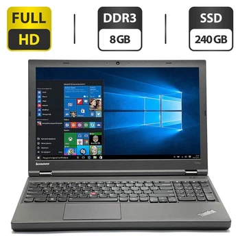 Ноутбук Lenovo ThinkPad T540p / 15.6" (1920x1080) TN / Intel Core i7-4600M (2 (4) ядра по 2.9 - 3.6 GHz) / 8 GB DDR3 / 240 GB SSD / Intel HD Graphics 4600 / WebCam / DVD-ROM / VGA б/у