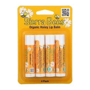 Набір органічних бальзамів для губ, "Мед", Honey, Sierra Bees Organic Lip Balms, 4 в упаковці, 4,25 г кожний