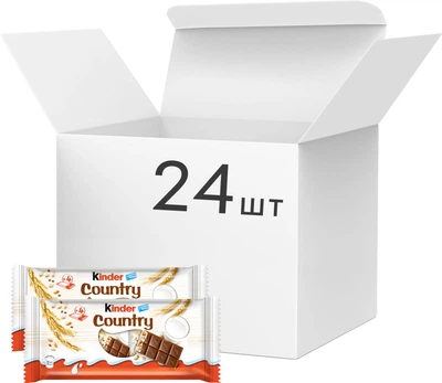Упаковка молочного шоколада Kinder Country с молочно-злаковой начинкой 94 г х 24 шт (8000500167663)