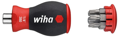 Викрутка укорочена з магнітним тримачем біт і бітами TORX Stubby SoftFinish Wiha 33743 10383