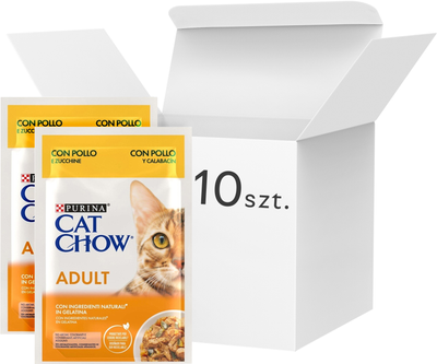 Вологий корм для кішок Purina Cat Chow Adult з куркою і кабачками 10 шт x 85 г (7613036596879)