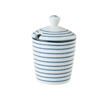 Цукорниця порцеляновий Laura Ashley BLUEPRINT, висота 12 см, біла в синю смужку (178682)