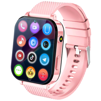 Детские умные GPS часы JETIX DF100 Pro Kids с виброзвонком,фонариком и 4G видеозвонком(Pink)