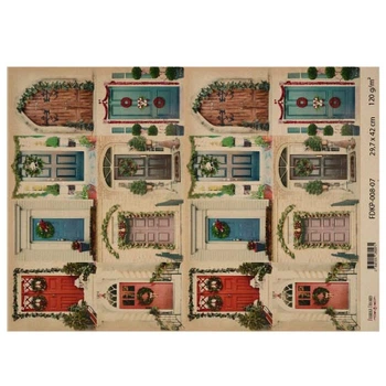 Аркуш крафт паперу з малюнком Фабрика Декору Vintage Christmas #07, 42x29,7 см, артикул FDKP-008-07