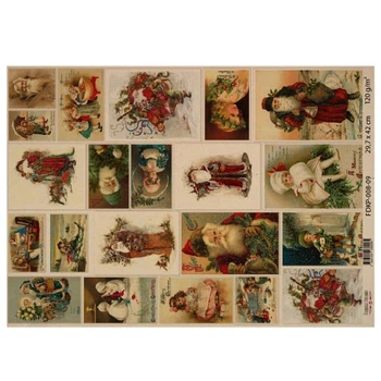 Лист крафт бумаги с рисунком Фабрика Декора Vintage Christmas #09, 42x29,7 см, артикул FDKP-008-09