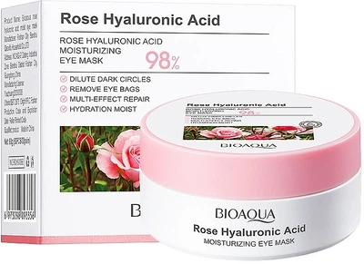 Гідрогелеві патчі під очі з трояндою та гіалуроновою кислотою - Bioaqua Rose Hyaluronic Acid Moisturizing Eye Mask 60шт (1378643-22805542)