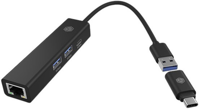 USB-хаб ICY BOX 4 Port hub USB 3.2 Gen 1 Type-A/Type-C Black (IB-HUB1439-LAN)