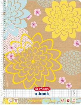 Блокнот Herlitz Natural Vibes Blossoms А4 в клеточку 80 листов (50049387B)