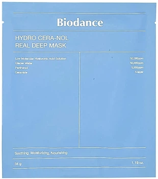 Гидрогелевая маска с керамидами и пантенолом - Biodance Hydro Cera-Nol Real Deep Sheet Mask 34g (4x34g, 34g) (1227922-632183298-2)