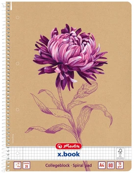 Блокнот Herlitz Natural Vibes Chrysanthemum А4 в клеточку 80 листов (50049387C)