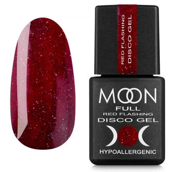 Гель лак светоотражающий Moon Full Red Flashing Disсo Gel №RF07, 8 мл