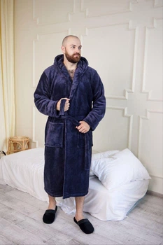 Мужской махровый халат батал, графит, размер 5XL