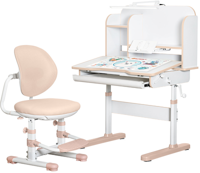 Комплект мебели Mealux Nemo Peach стол + стульчик + полка + лампа (BD-38 PN)