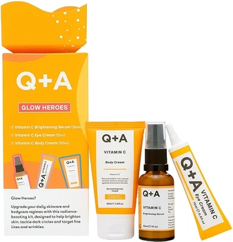 Набір для сяяння шкіри - Q+A Glow Heroes Gift Set (f/ser/30ml+eye/cr/15ml+b/cr/50ml) (1393215-22412239)