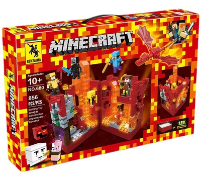 Игрушка Громадный Светящийся LED конструктор (856 дет) Лава в Пещере - My Wull (Minecraft) Крипер для детей (арт 11409)