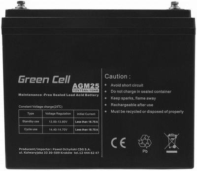 Akumulator Green Cell AGM25 12 V 75 Ah (5903317224051)