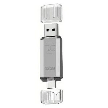 Флеш пам'ять TG 009 32gb USB/Type-C універсальний T&G накопичувач/флешка для зберігання, перенесення та обміну даними Сріблястий