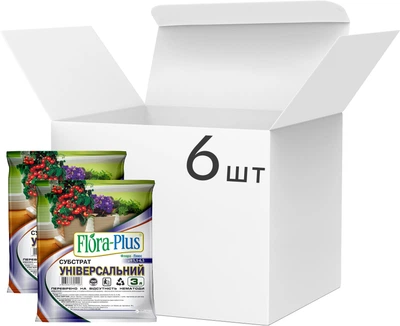Торфяной субстрат Flora Plus универсальный 3 л 6 шт (2017112467)