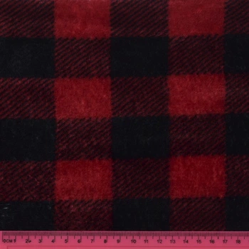 Велсофт двухсторонний красный в черную клетку 4см, ш.190 (23229.046)