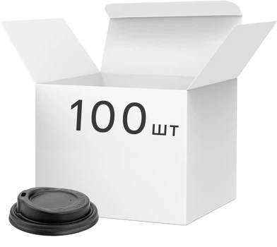 Упаковка кришок Альфа Папер Кап для паперових стаканів 440 мл 100 шт Чорні (4885845698058)