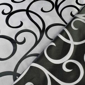 Атлас жаккард 2-х-стор. для штор завитки серебристо-черный, ш.155 (38307.028)