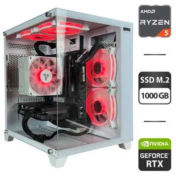 Сборка под заказ: игровой ПК Qube Reef ARGB White Tower / AMD Ryzen 5 5600 (6 (12) ядер по 3.5 - 4.4 GHz) / 32 GB DDR4 / 1000 GB SSD M.2 / nVidia GeForce RTX 4060, 8 GB GDDR6, 128-bit / 650W