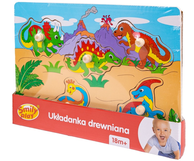 Układanka drewniana Smily Play Dinozaury uchwyty (5905375835972)