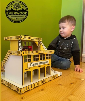 Паркінг для машинок EverWood дерев'яний 36х32х27 см