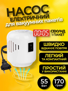 Вакуумный насос для вакуумных пакетов для откачки воздуха электрический портативный бытовой для хранения одежды и вещей Хмара