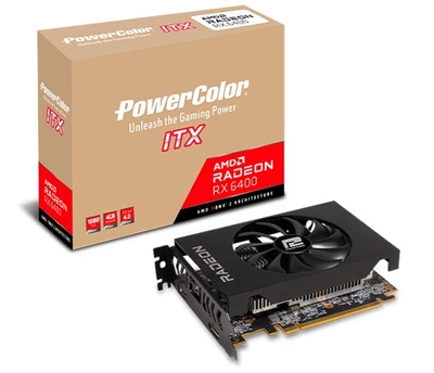 Видеокарта PowerColor, Radeon RX 6400, ITX, 4Gb GDDR6, 64-bit, HDMI/DP, 2321/16000 MHz (AXRX 6400 4G