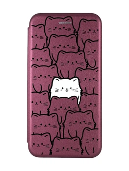 Чохол-книжка з малюнком для Samsung Galaxy A31 Бордовий Котики (принт 392)