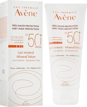 Солнцезащитный лосьон с минеральным экраном Avene Very High Protection Mineral Lotion SPF 50+ 100ml (697268-620103-2)